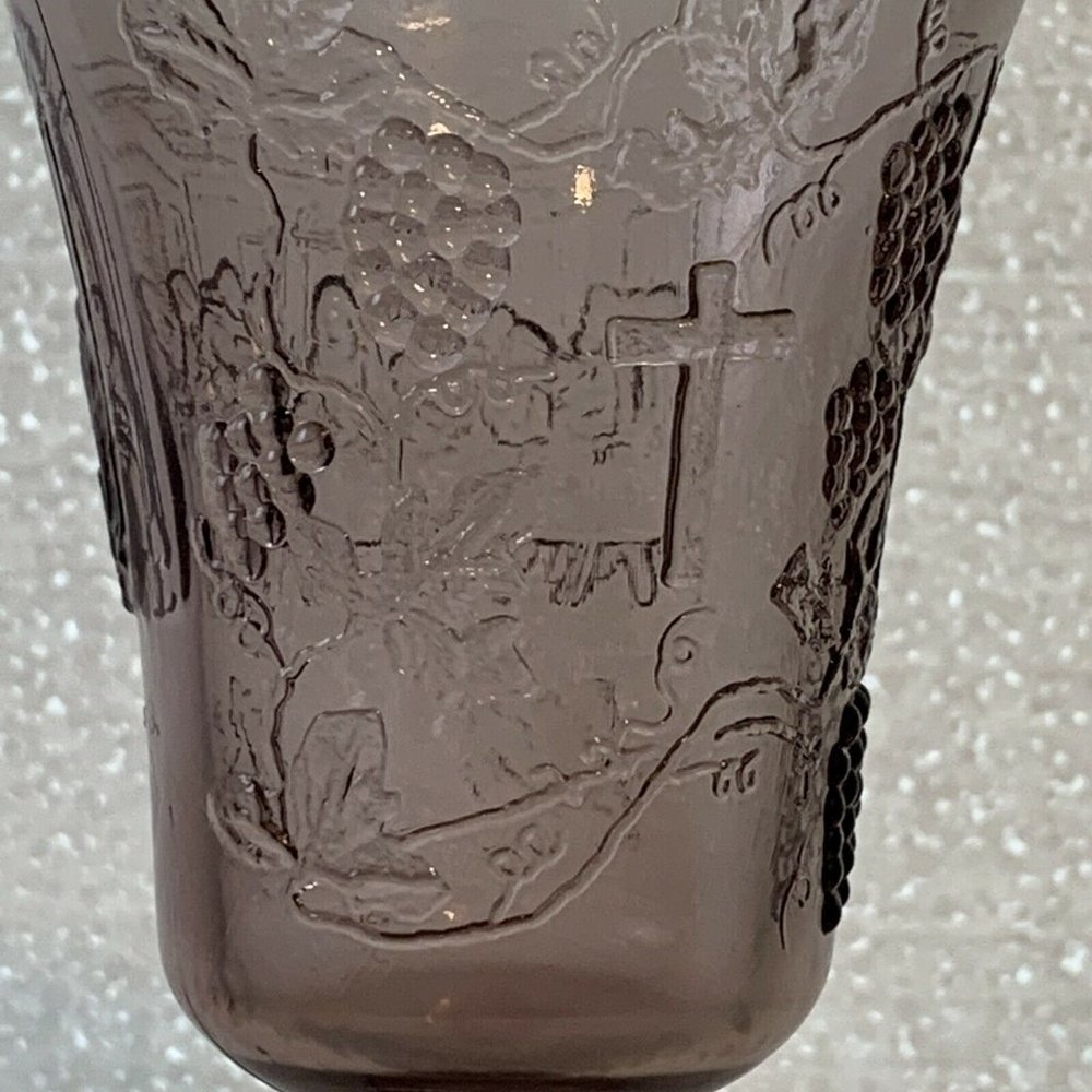 Vintage Tiara Indiana Purple Wine Glass Lords The Last Supper Chalice 7 Inch - Picture 3 of 12